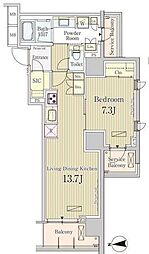 JR山手線 五反田駅 徒歩5分の賃貸マンション 2階1LDKの間取り