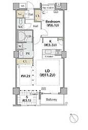 東京メトロ銀座線 表参道駅 徒歩15分の賃貸マンション 2階1SLDKの間取り