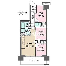 都営新宿線 東大島駅 徒歩8分の賃貸マンション 10階3LDKの間取り