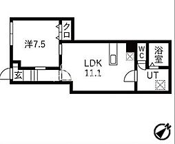 JR山手線 渋谷駅 徒歩13分の賃貸マンション 地下1階1LDKの間取り