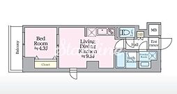 東武亀戸線 亀戸駅 徒歩12分の賃貸マンション 9階1LDKの間取り