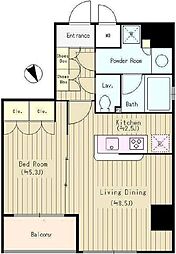 東京メトロ有楽町線 銀座一丁目駅 徒歩5分の賃貸マンション 7階1LDKの間取り