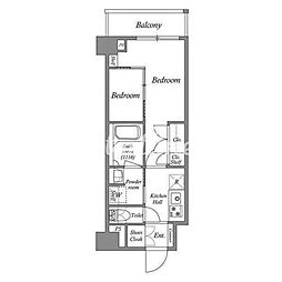 東武亀戸線 亀戸駅 徒歩9分の賃貸マンション 8階2Kの間取り