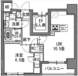 都営大江戸線 新御徒町駅 徒歩4分の賃貸マンション 5階1LDKの間取り