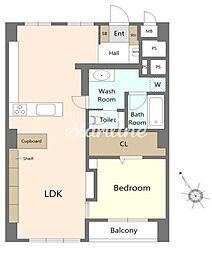 都営浅草線 泉岳寺駅 徒歩1分の賃貸マンション 5階1LDKの間取り