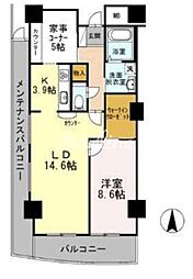 東京臨海高速鉄道りんかい線 品川シーサイド駅 徒歩4分の賃貸マンション 28階1LDKの間取り