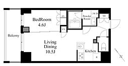 東京メトロ日比谷線 入谷駅 徒歩4分の賃貸マンション 11階1LDKの間取り