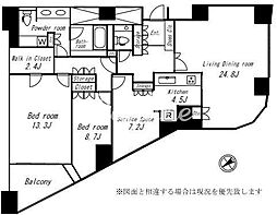 東京メトロ銀座線 外苑前駅 徒歩5分の賃貸マンション 22階2SLDKの間取り