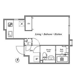 東急目黒線 武蔵小山駅 徒歩10分の賃貸マンション 2階ワンルームの間取り