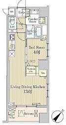 JR総武本線 馬喰町駅 徒歩2分の賃貸マンション 12階1LDKの間取り