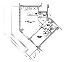 東急東横線 代官山駅 徒歩9分の賃貸マンション 1階1LDKの間取り