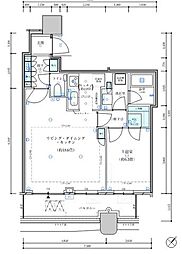 都営大江戸線 勝どき駅 徒歩2分の賃貸マンション 12階1LDKの間取り