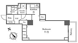 東京メトロ日比谷線 八丁堀駅 徒歩7分の賃貸マンション 26階1Kの間取り