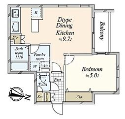 JR山手線 目黒駅 徒歩4分の賃貸マンション 3階1LDKの間取り