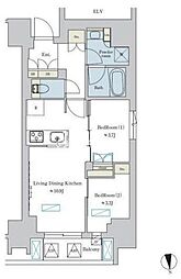 つくばエクスプレス 浅草駅 徒歩1分の賃貸マンション 6階2LDKの間取り
