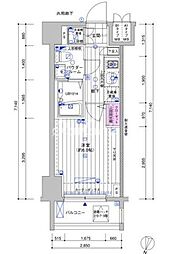 京急本線 新馬場駅 徒歩1分の賃貸マンション 6階1Kの間取り