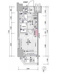 京急本線 新馬場駅 徒歩1分の賃貸マンション 8階1Kの間取り