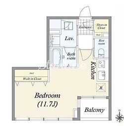 東京メトロ日比谷線 広尾駅 徒歩17分の賃貸マンション 4階ワンルームの間取り