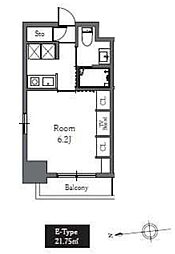 都営三田線 三田駅 徒歩4分の賃貸マンション 2階1Kの間取り