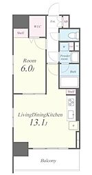 京急本線 北品川駅 徒歩7分の賃貸マンション 9階1LDKの間取り