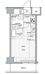 JR横須賀線 西大井駅 徒歩5分の賃貸マンション 4階ワンルームの間取り