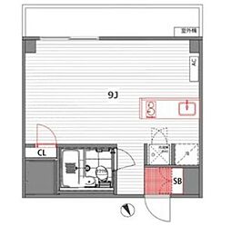 東京メトロ日比谷線 六本木駅 徒歩4分の賃貸マンション 2階ワンルームの間取り