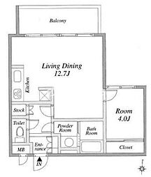 東京メトロ丸ノ内線 四谷三丁目駅 徒歩5分の賃貸マンション 4階1LDKの間取り