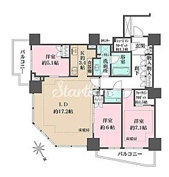 都営三田線 白金高輪駅 徒歩11分の賃貸マンション 3階3LDKの間取り