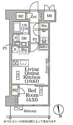 東京メトロ有楽町線 江戸川橋駅 徒歩10分の賃貸マンション 8階1LDKの間取り
