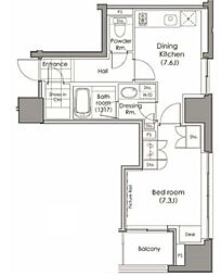 東京メトロ半蔵門線 水天宮前駅 徒歩3分の賃貸マンション 2階1DKの間取り