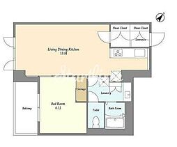 JR山手線 目黒駅 徒歩5分の賃貸マンション 2階1LDKの間取り
