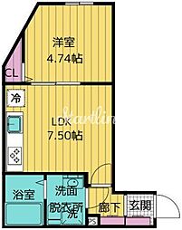 東京メトロ東西線 神楽坂駅 徒歩5分の賃貸マンション 3階1LDKの間取り