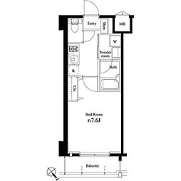 都営大江戸線 門前仲町駅 徒歩8分の賃貸マンション 3階1Kの間取り