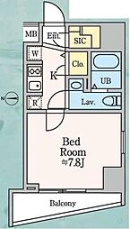 都営新宿線 西大島駅 徒歩4分の賃貸マンション 4階1Kの間取り