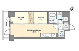 東京メトロ東西線 南砂町駅 徒歩17分の賃貸マンション 6階2LDKの間取り