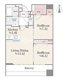 東京メトロ半蔵門線 錦糸町駅 徒歩9分の賃貸マンション 9階2LDKの間取り