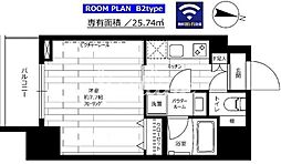 都営新宿線 大島駅 徒歩2分の賃貸マンション 7階1Kの間取り