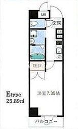 都営大江戸線 門前仲町駅 徒歩8分の賃貸マンション 7階1Kの間取り