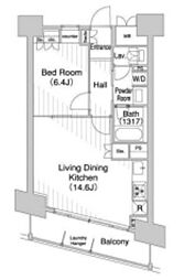 JR山手線 田町駅 徒歩12分の賃貸マンション 10階1LDKの間取り