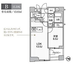 東京メトロ日比谷線 人形町駅 徒歩6分の賃貸マンション 10階1LDKの間取り