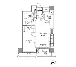 JR山手線 五反田駅 徒歩8分の賃貸マンション 19階1LDKの間取り