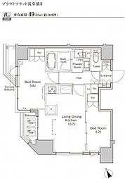 都営浅草線 浅草橋駅 徒歩4分の賃貸マンション 13階2LDKの間取り