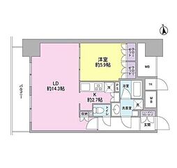 都営浅草線 中延駅 徒歩5分の賃貸マンション 8階1LDKの間取り