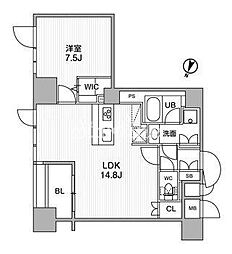 都営新宿線 岩本町駅 徒歩7分の賃貸マンション 10階1LDKの間取り