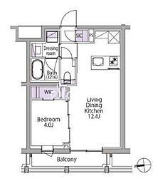 東京メトロ南北線 白金台駅 徒歩8分の賃貸マンション 4階1LDKの間取り