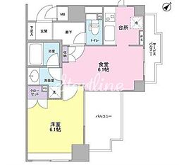 JR山手線 恵比寿駅 徒歩3分の賃貸マンション 6階1DKの間取り