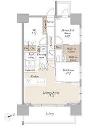 東京メトロ丸ノ内線 新宿御苑前駅 徒歩5分の賃貸マンション 18階2SLDKの間取り