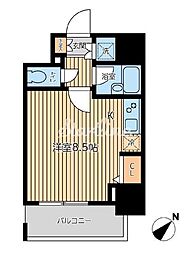 東京メトロ日比谷線 八丁堀駅 徒歩3分の賃貸マンション 3階ワンルームの間取り