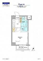 東京メトロ千代田線 根津駅 徒歩6分の賃貸マンション 3階1Kの間取り