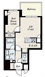 JR京浜東北・根岸線 大森駅 徒歩13分の賃貸マンション 6階1LDKの間取り